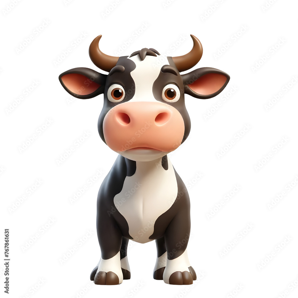 3d rendering of cartoon cow set on Isolated transparent background png. generated with AI 3d rendering of cartoon cow set on Isolated transparent background png. generated with AI