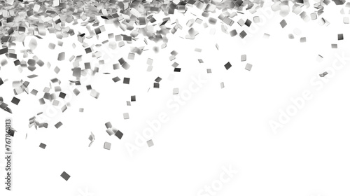 Silver confetti falling  cut out