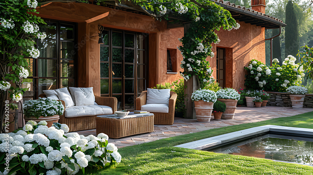 Fototapeta premium garden with pool