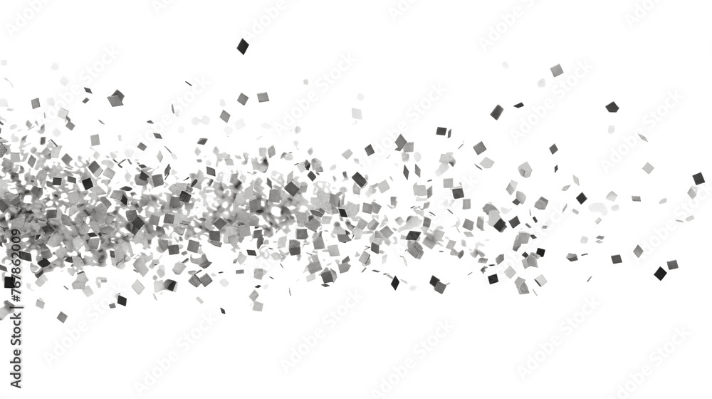 Silver confetti falling, cut out
