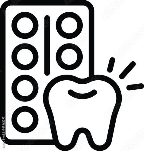 Toothache painkiller icon outline vector. Dental medication. Oral teeth healthcare
