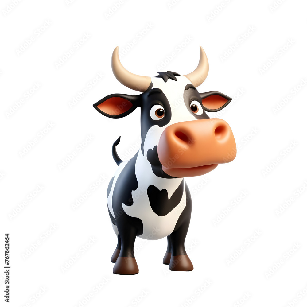 3d rendering of cartoon cow set on Isolated transparent background png. generated with AI 3d rendering of cartoon cow set on Isolated transparent background png. generated with AI