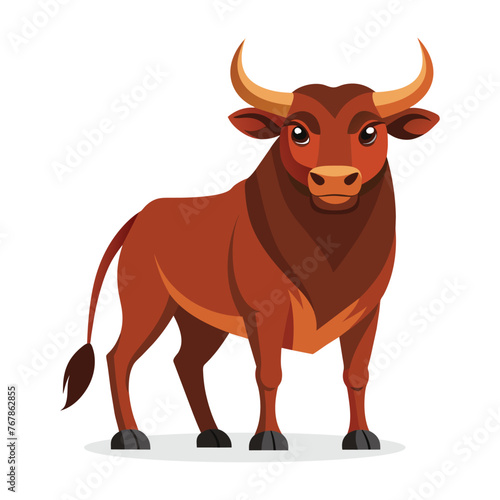 Bull Animal isolated flat vector illustration on white background