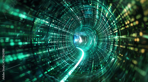 Virtual private network (VPN) tunnel securing internet connections, depicted in cyberspace