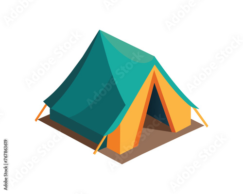 Camping tent isolated flat vector illustration on white background