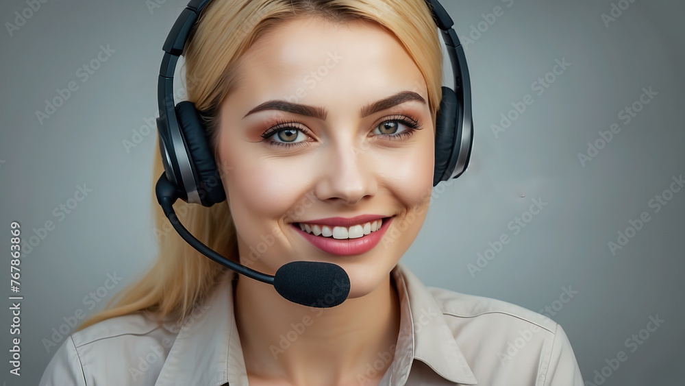 Beautiful woman working at call center Beautiful woman working at call center