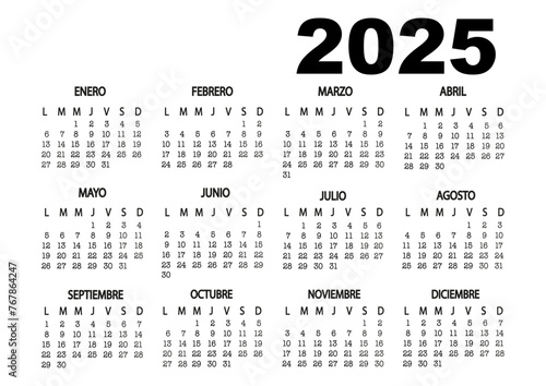 calendar in Spanish for 2025