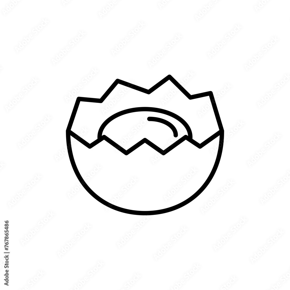 Cracked egg outline icons, minimalist vector illustration ,simple transparent graphic element .Isolated on white background