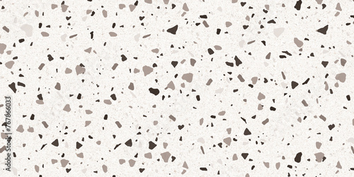 colorful terrazzo on white marble background.