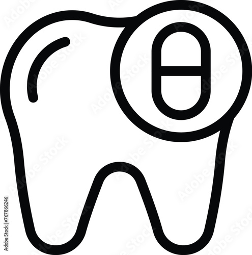Dental pills icon outline vector. Teeth painkiller. Stomatology drugs tablets