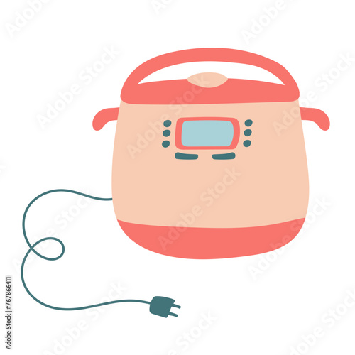 multicooker, rice cooker, electric saucepan. Small household kitchen electrical appliances. Clip art