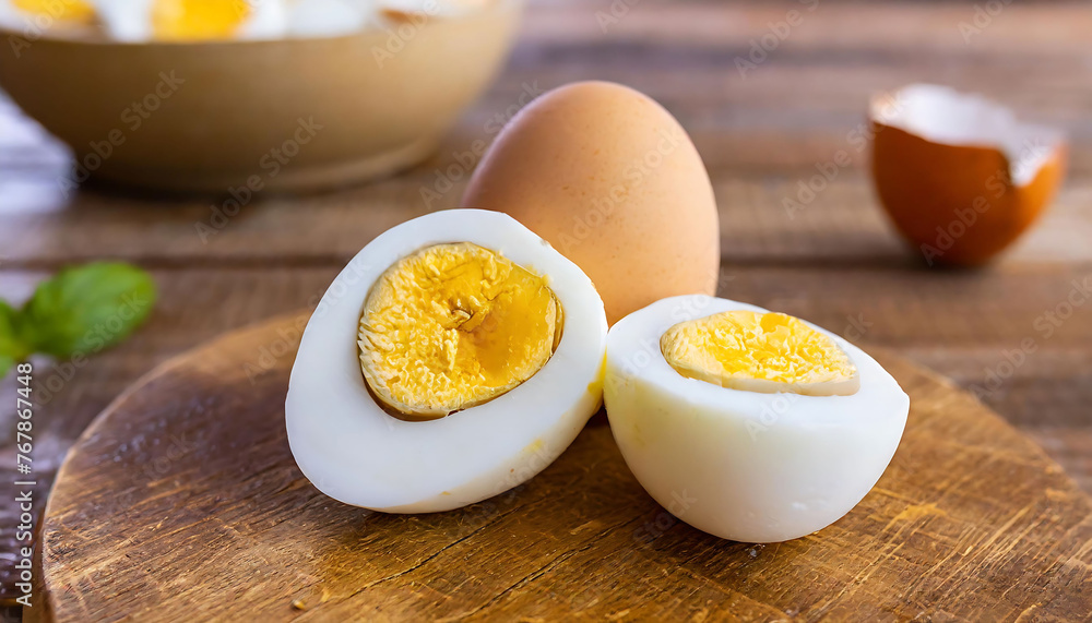 Hard Boiled eggs on wooden table Hard Boiled eggs on wooden table