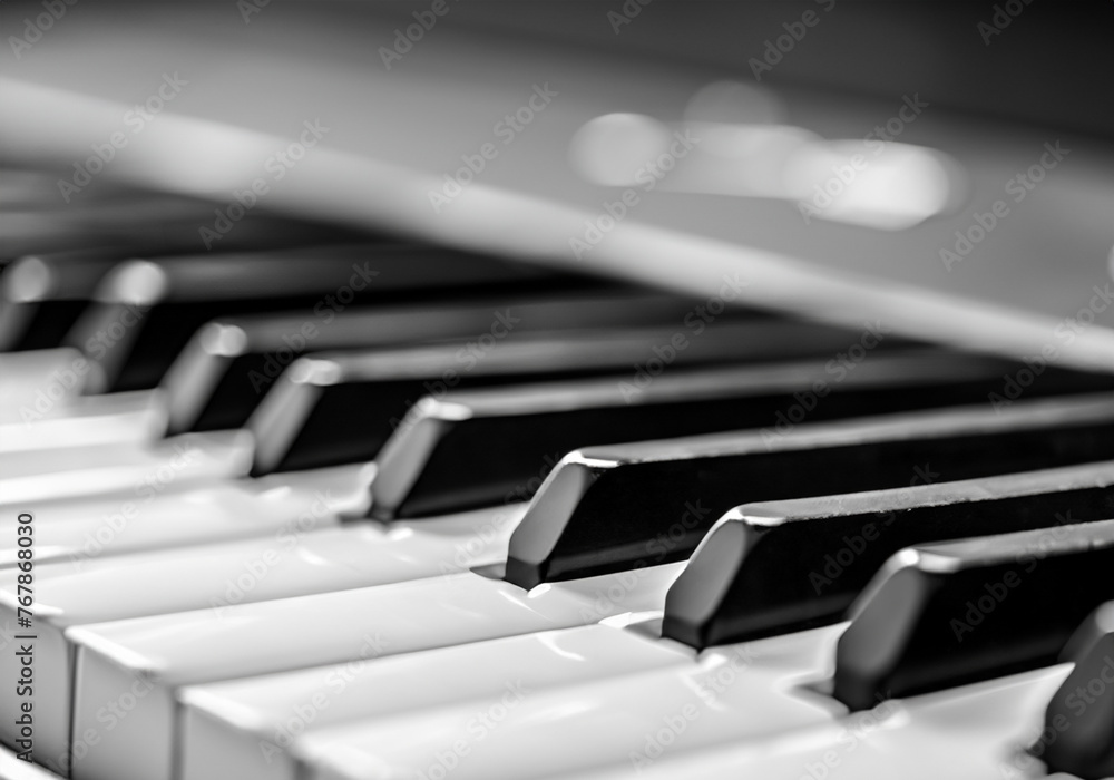 Close up black and white piano keys Close up black and white piano keys