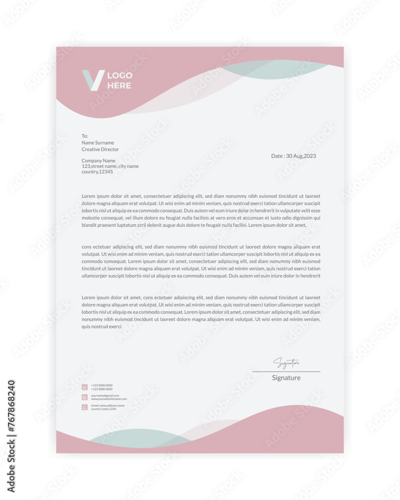 Creative letterhead template design. business minimal letterhead design template