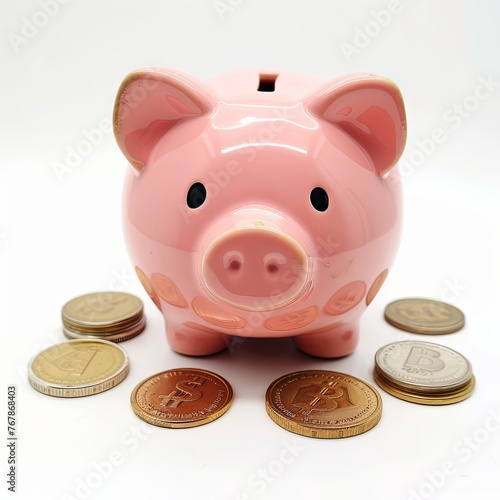 piggy bank and coins