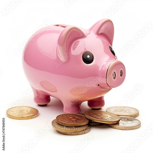 piggy bank and coins