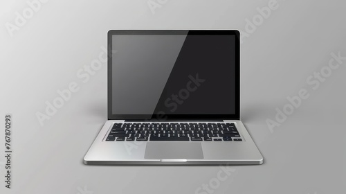 Laptop computer modern mockup isolated on transparent. Photorealistic modern notebook illustration. photo