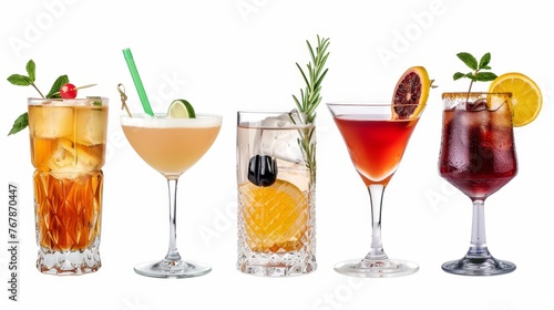 The classic cocktail set is isolated on white