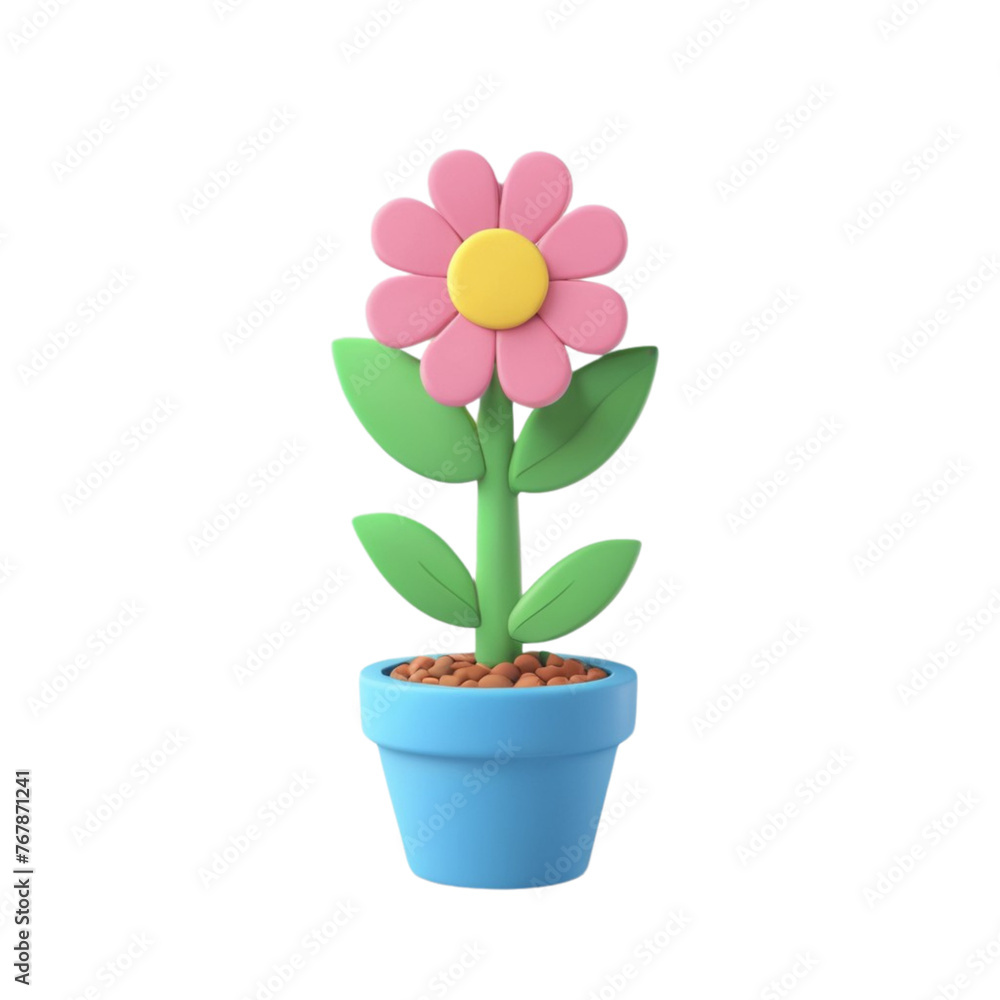 3d rendering of cartoon flowers in a pot on Isolated transparent background png. generated with AI 3d rendering of cartoon flowers in a pot on Isolated transparent background png. generated with AI