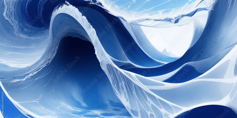 Abstract vector ocean wave soft blue and white background. Water ocean ...