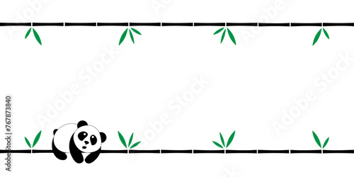 Funny panda on bamboo branch