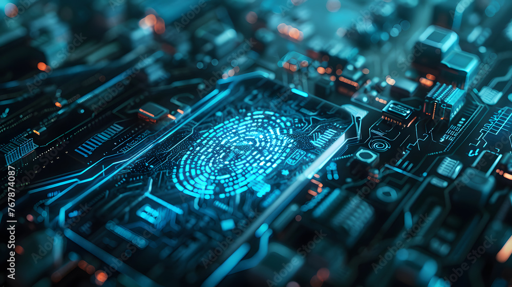cybersecurity services concept or secure connection of fingerprint on ...