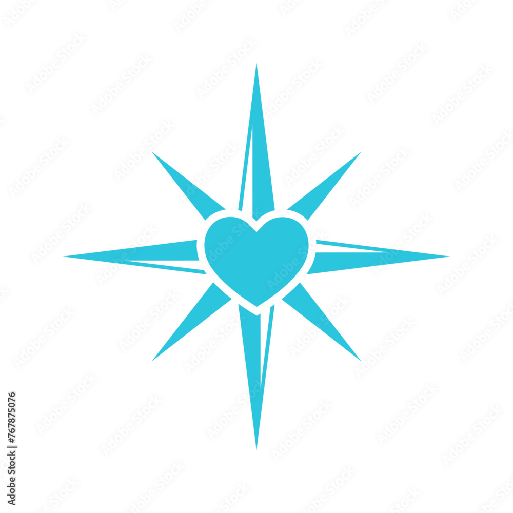 Compass, Heart world sides icon. From blue icon set Compass, Heart world sides icon. From blue icon set