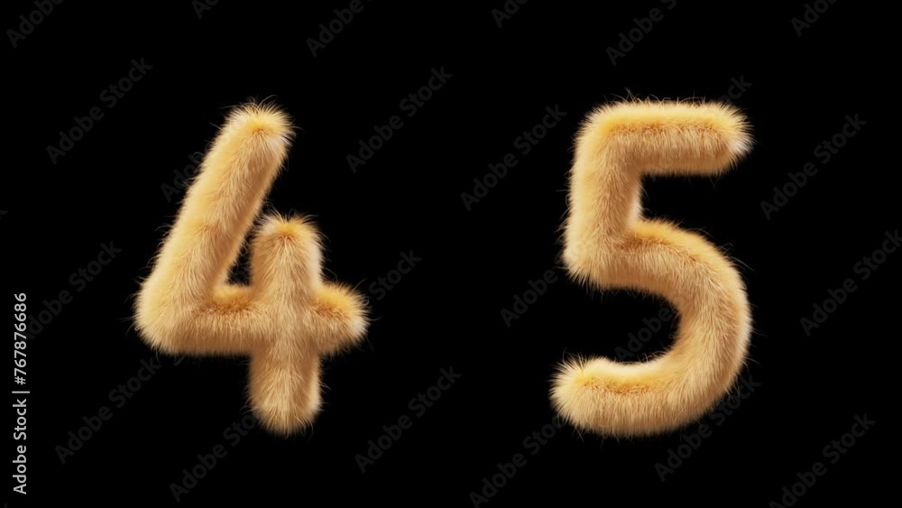 3D animation woolen numbers 4 and 5. Wool in the style of the pet Chick. The file contains an Alpha Channel. ProRes4 RGBA 3D animation woolen numbers 4 and 5. Wool in the style of the pet Chick. The file contains an Alpha Channel. ProRes4 RGBA