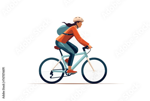 woman riding bicycle vector flat minimalistic isolated illustration