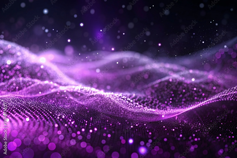 Obraz premium purple glittering particles with depth of field and bokeh effect