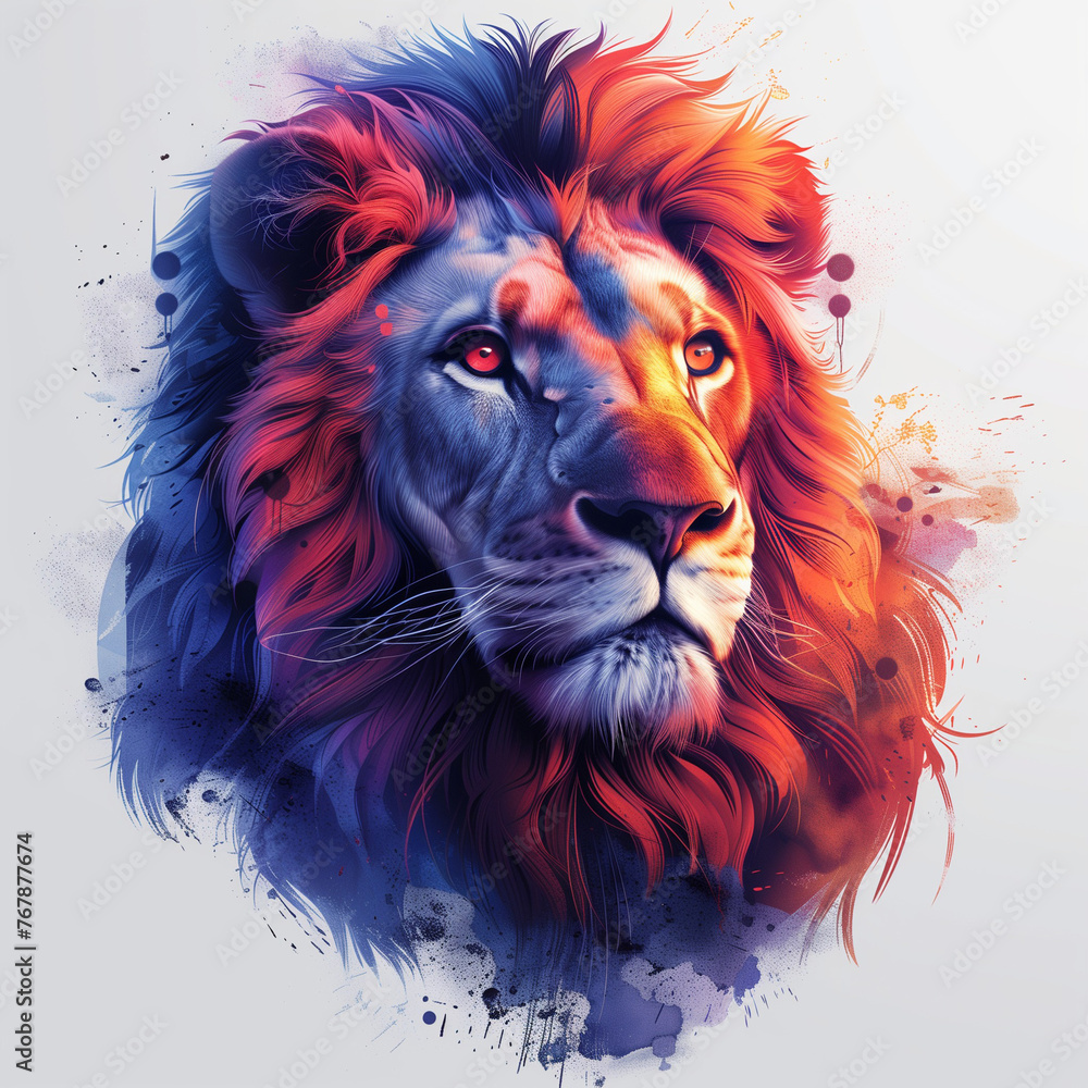 Lion badge for t-shirt design. Animal lion concept poster. Creative graphic design. Digital artistic artwork raster bitmap illustration. Graphic design art. AI artwork.