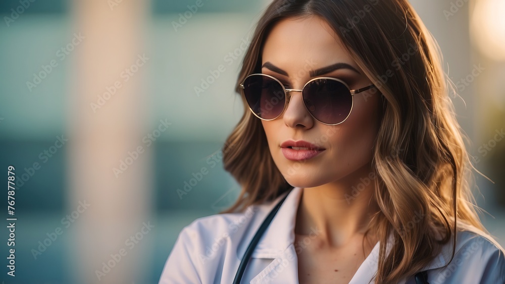 Beautiful doctor beauty fashion model, sunglasses Beautiful doctor beauty fashion model, sunglasses
