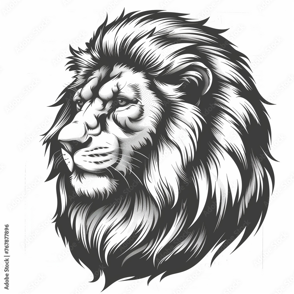 Lion badge for t-shirt design. Animal lion concept poster. Creative graphic design. Digital artistic artwork raster bitmap illustration. Graphic design art. AI artwork.