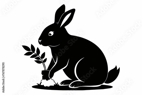 beautiful-black-rabbit-silhouette-with-white-background.