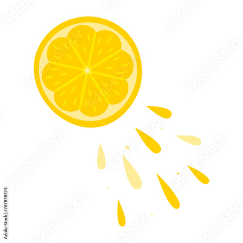 Half ripe lemon with drops. Juicy citrus fruit isolated on white background