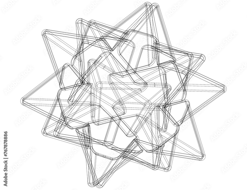 Wireframe Shape Compound of Five Tetrahedra 3D print model