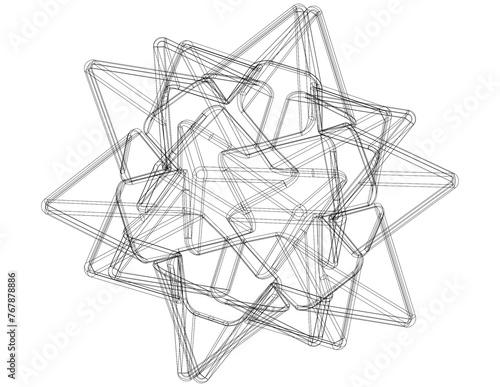 Wireframe Shape Compound of Five Tetrahedra 3D print model