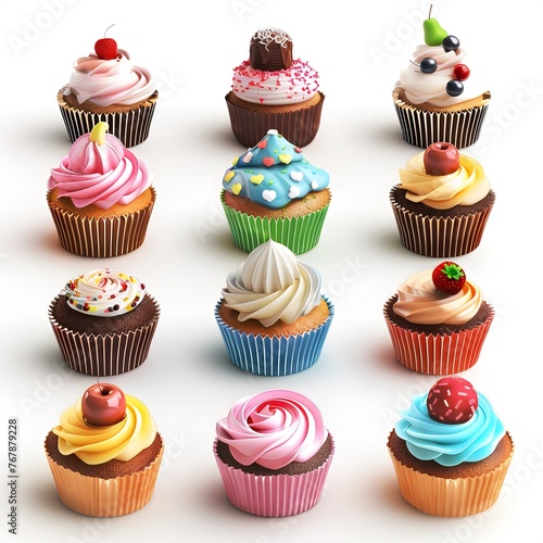 Cupcakes with different colors and flavors.