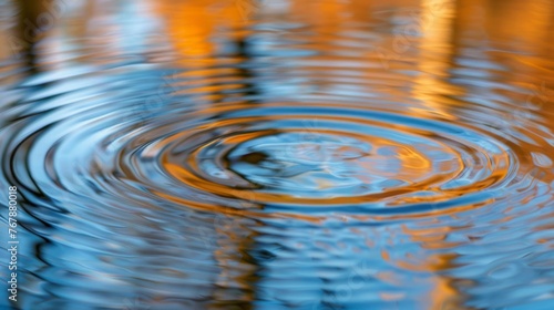 Tranquil scene of concentric circular water ripples on a reflective surface.