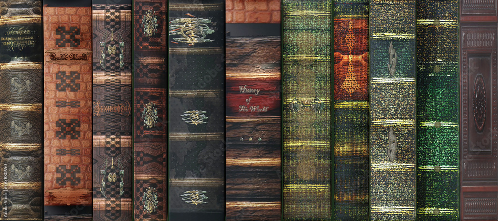 Old books in a row on a shelf. Old books in a row on a shelf.