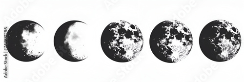 Phases of the Moon. Moon lunar cycle. silhouettes. generative ai 