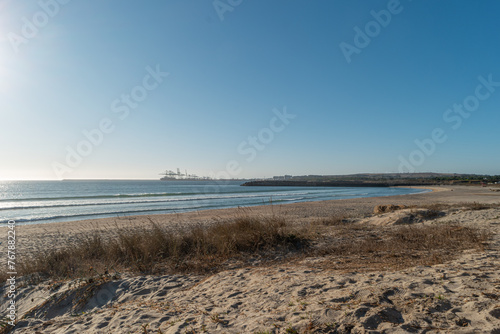 Landscape of Sao Torpes beach at sunset. Sines, Portugal. photo