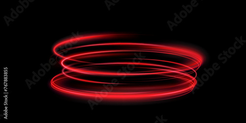 Luminous red podium lines png of speed. Light glowing effect png. Abstract motion lines. Light trail wave, fire path trace line, car lights, optic fiber and incandescence curve twirl 