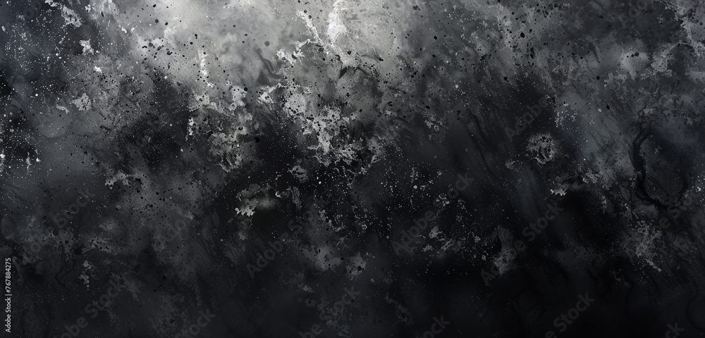 Midnight black and icy whites form an enigmatic abstract grunge background.