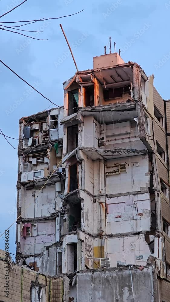 They began to dismantle parts of the building destroyed by the rocket ...
