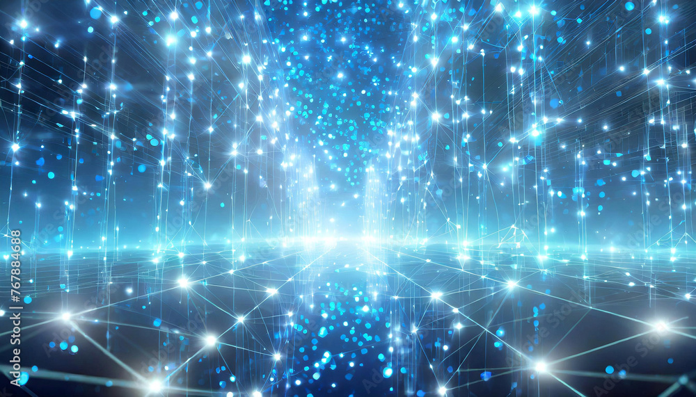 Obraz premium 近未来的な青いサイバー空間、ネットワーク
