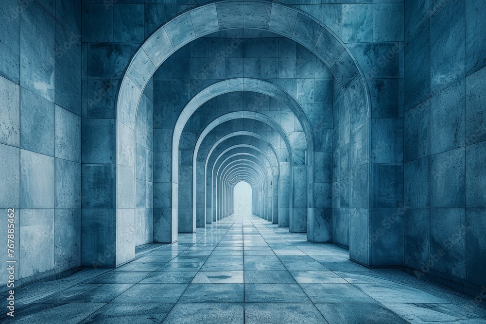 Detail of contemporary concrete construction with curved arched.