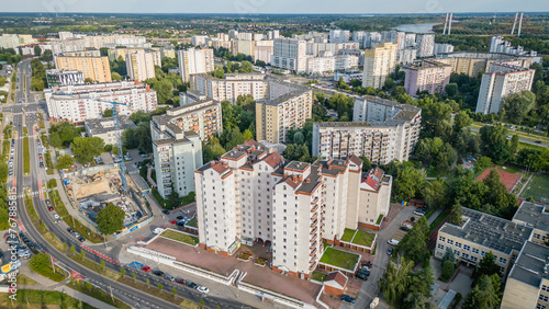 Fototapeta Naklejka Na Ścianę i Meble -  Aerial view of Goclaw area, South Praga district of Warsaw, Poland