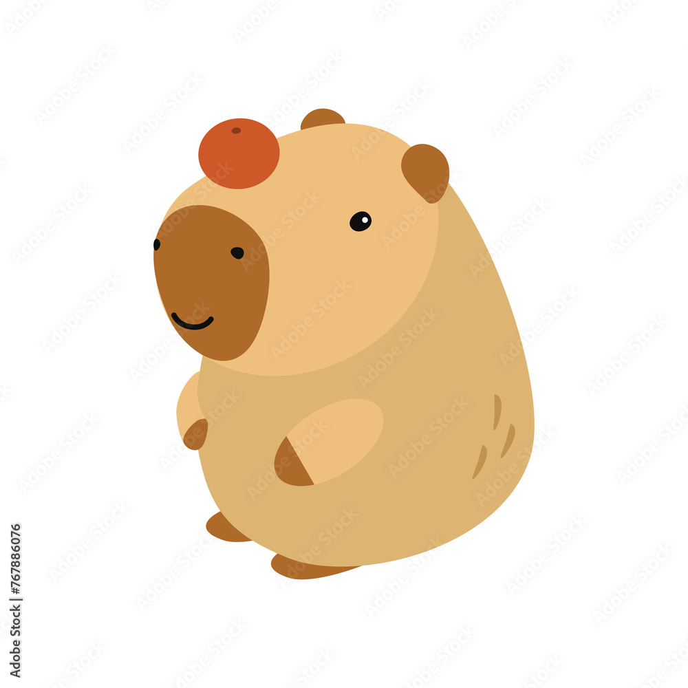 Capybara cute on a white background, vector illustration. Cutie funny capybara cartoon portrait, full face.Trendy animal. For printing on fabric, postcard, wrapping paper, kids party, baby shower,art Capybara cute on a white background, vector illustration. Cutie funny capybara cartoon portrait, full face.Trendy animal. For printing on fabric, postcard, wrapping paper, kids party, baby shower,art