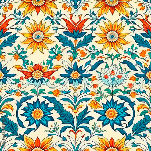 Vintage Victorian abstract seamless wallpaper pattern with floral motif.